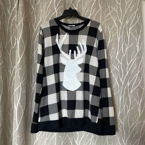 Chic Soul Plaid deer sweater NWOT